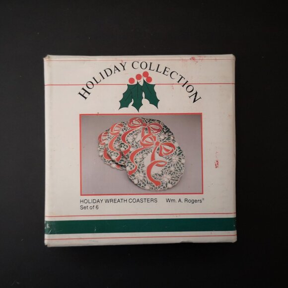 Wm. A. Rogers / Oneida Coasters Set of 6 Heavy Metal Christmas Made in Japan - Picture 3 of 4